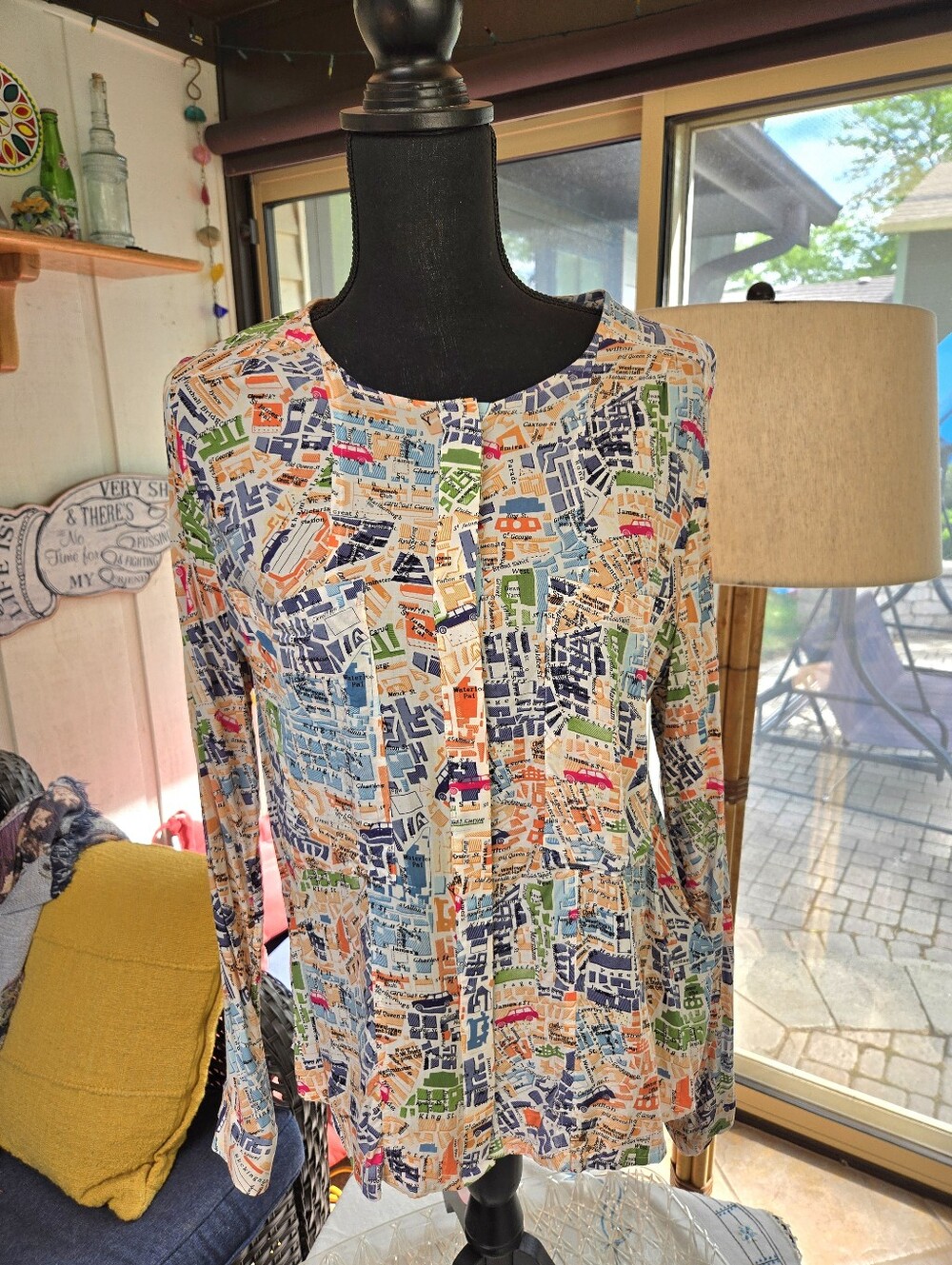 Maeve London Map Blouse Tunic - Size 10 - Anthropologie